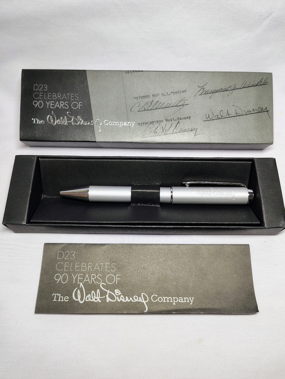 D23 Celebrates 90 Years of The Walt Disney Company Parks Engraved Pen Silver